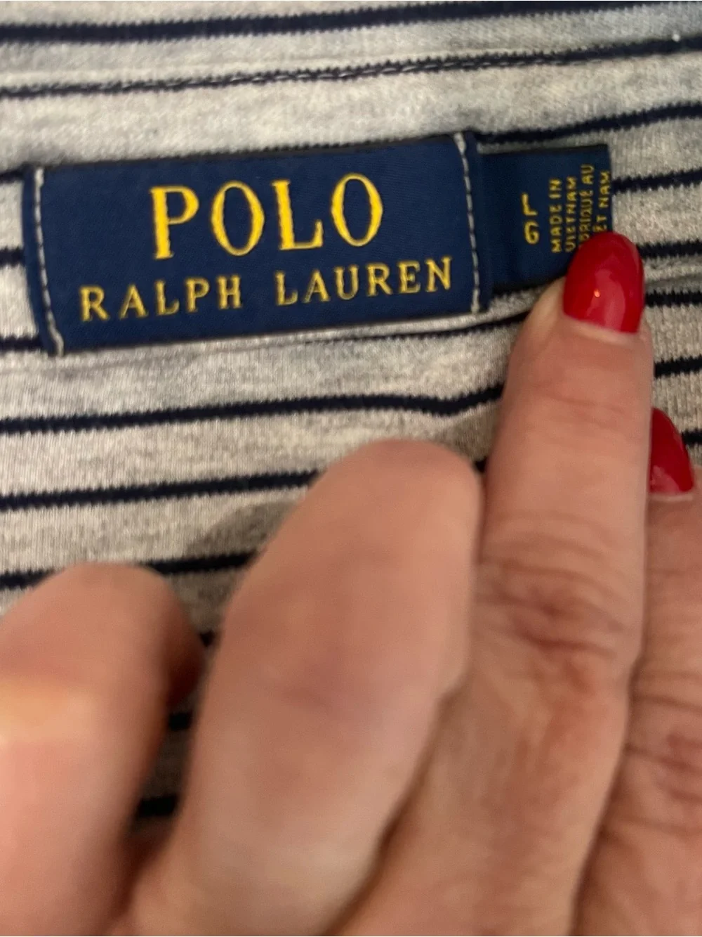Ralph Lauren Gray Polo with Navy Stripe Detail